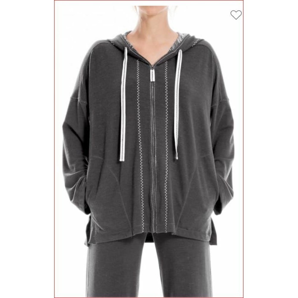 Max Studio women sweatshirt hoodie full zip A709S29 HCNATSFT grey sz S $98